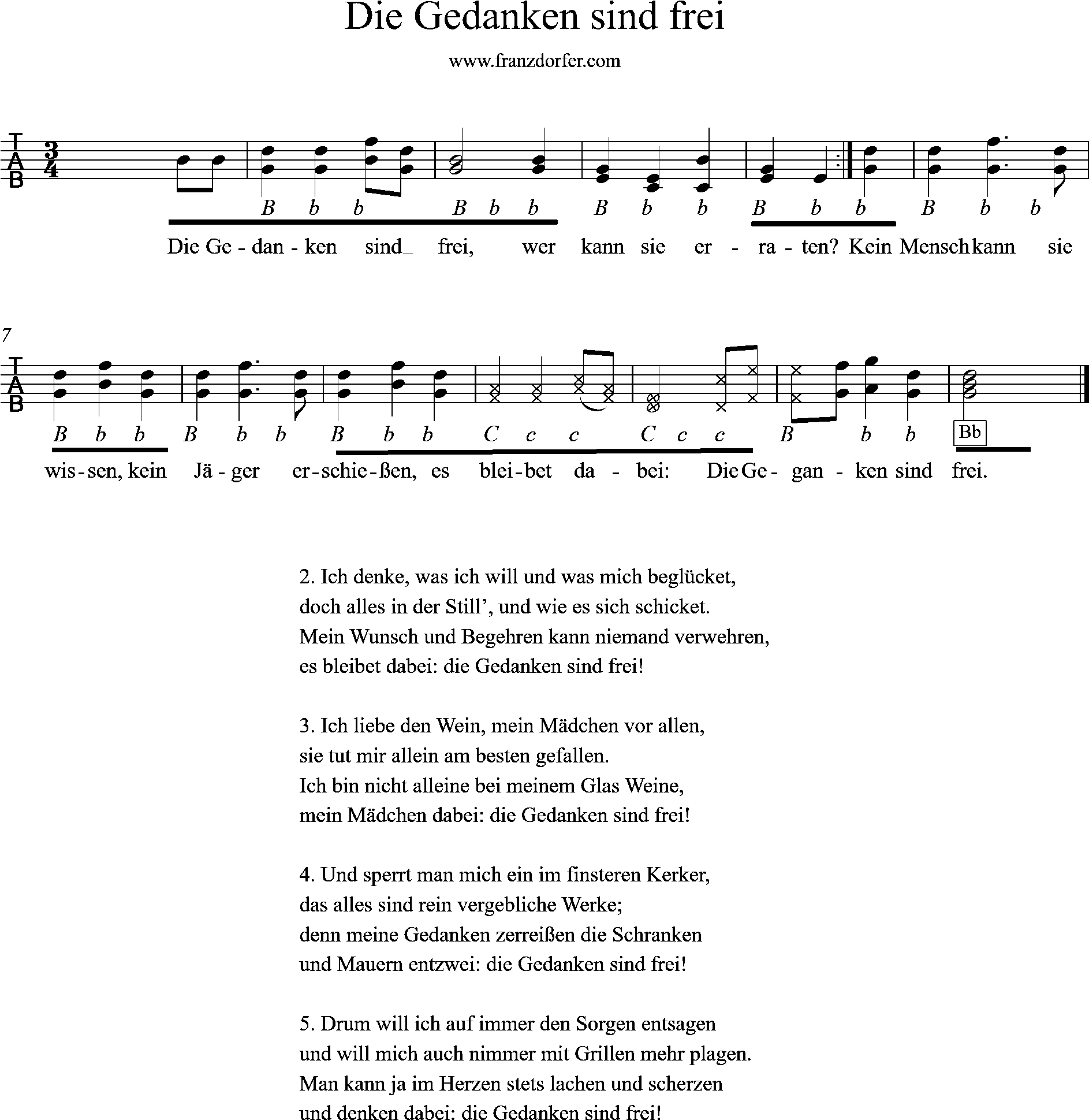 griffschrift ,- Die Gedanken sind frei quetschn spielen, die Gedanken sind frei